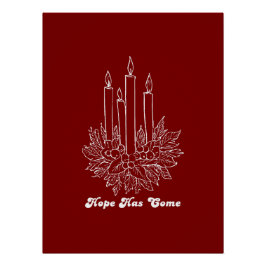Póster Hope Has Come Christmas Candle Illustration