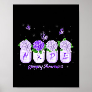 Póster HOPE Hidrangea Flor Mariposa Epilepsia Conciencia