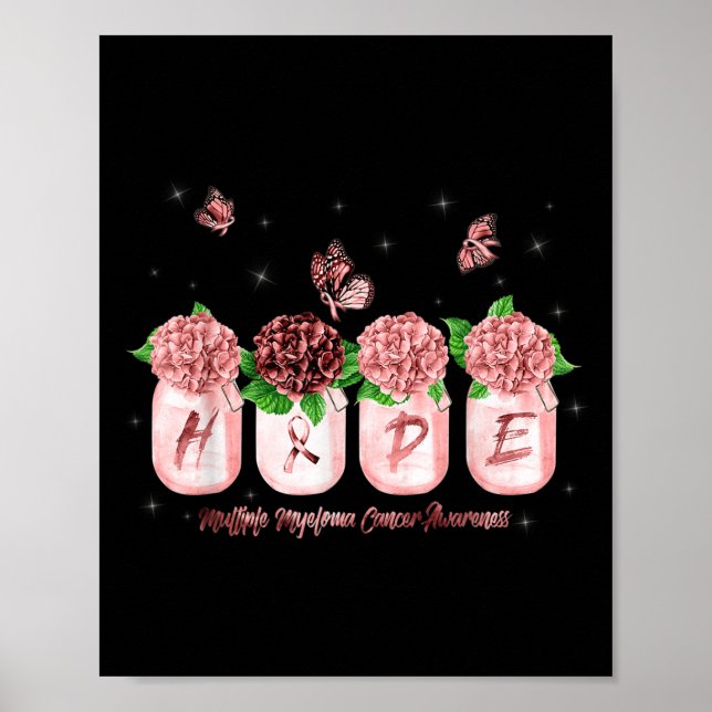 Póster Hope Hydrangea Flor Mariposa Múltiple Mieloma C (Frente)
