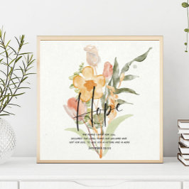 Póster Hope-Jeremiah 29:11 naranja floral