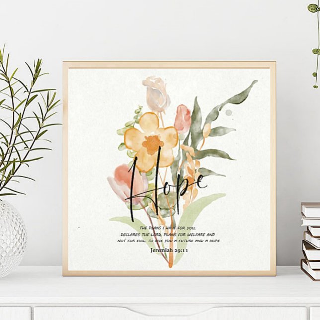 Póster Hope-Jeremiah 29:11 naranja floral (Subido por el creador)