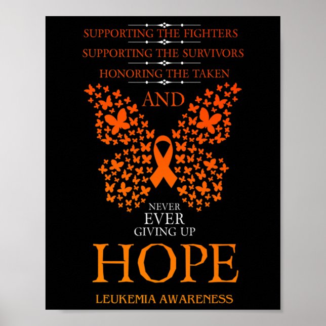 Póster Hope Leukemia Awareness Naranja Ribbon (Frente)