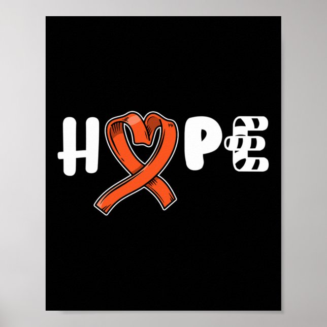 Póster Hope Leukemia Awareness Naranja Ribbon Support Gra (Frente)