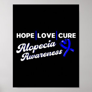 Póster Hope Love Cure Support Alopecia Awareness Ribbon