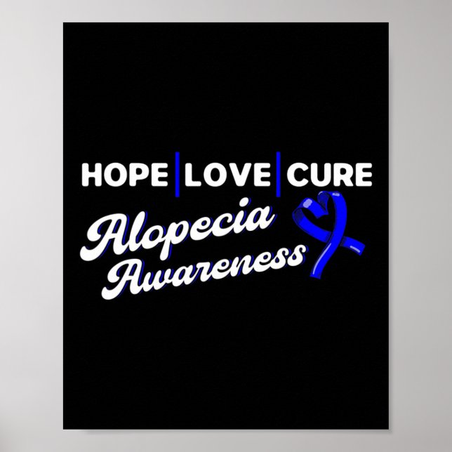 Póster Hope Love Cure Support Alopecia Awareness Ribbon (Frente)