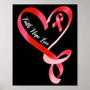 Póster Hope Love Red Ribbon Heart Disease Awareness 1