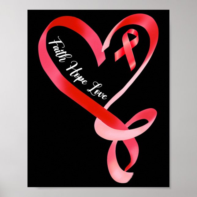 Póster Hope Love Red Ribbon Heart Disease Awareness 1 (Frente)