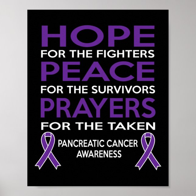 Póster Hope Peace Prayers Pancreatic Cancer Awareness (Frente)