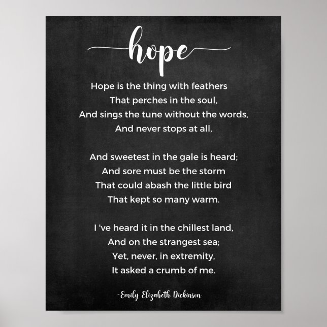 Póster Hope Poem Poster blanco y negro (Frente)
