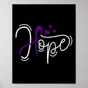 Póster Hope Purple Ribbon Awareness Addication Recovery
