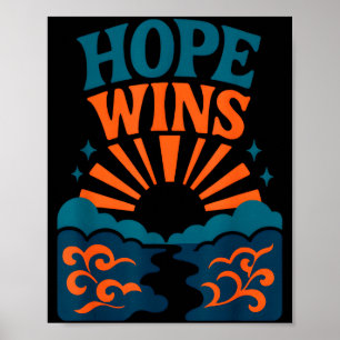 Póster Hope Wins Romanos 15_13 Amanecer Océano Cristiano 
