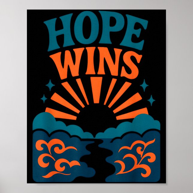 Póster Hope Wins Romans 15_13 Sunrise Ocean Christian  (Frente)