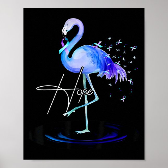 Póster Hope With Flamingo Suicide Prevention Awareness  (Frente)