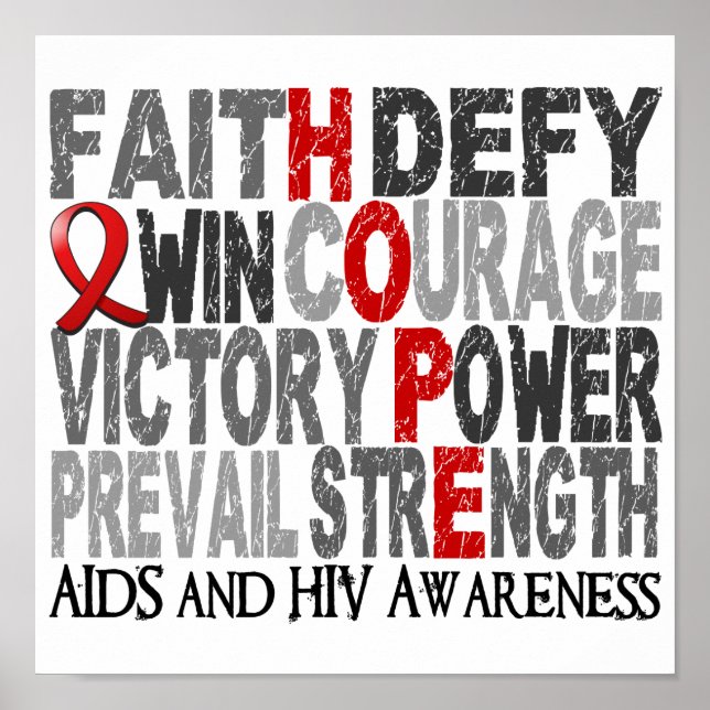 Póster Hope Word Collage AIDS (Frente)