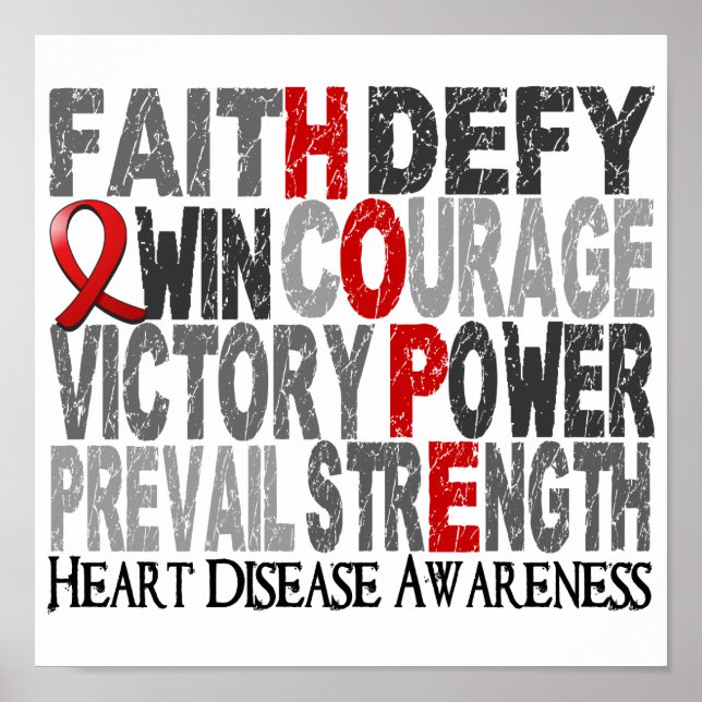 Póster Hope Word Collage Heart Disease (Frente)