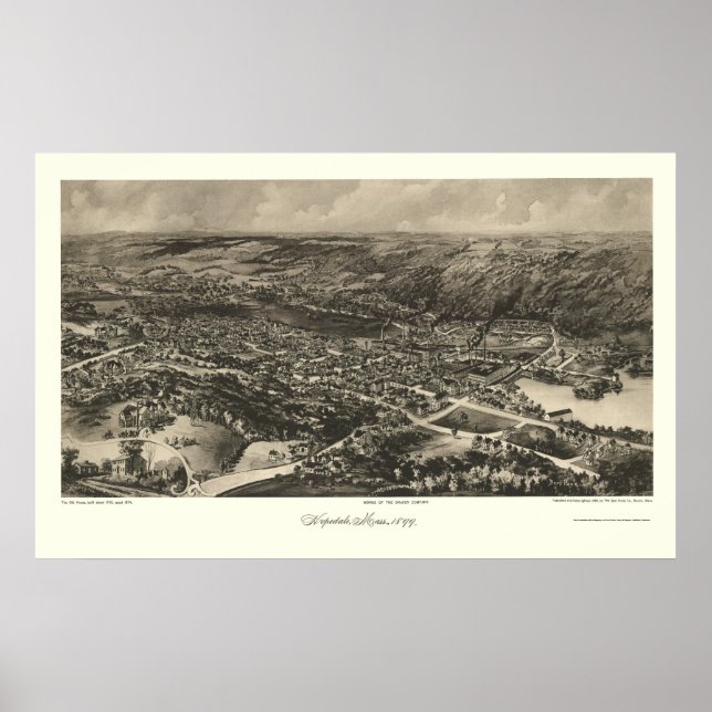 Póster Hopedale, MAMÁES Mapa Panorámico - 1899 (Frente)
