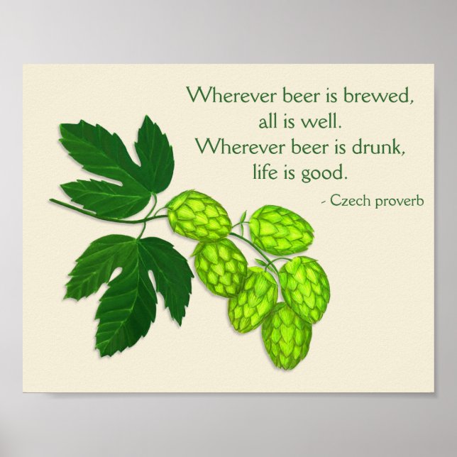 Póster Hops Plant Beer Breer Print con (Frente)