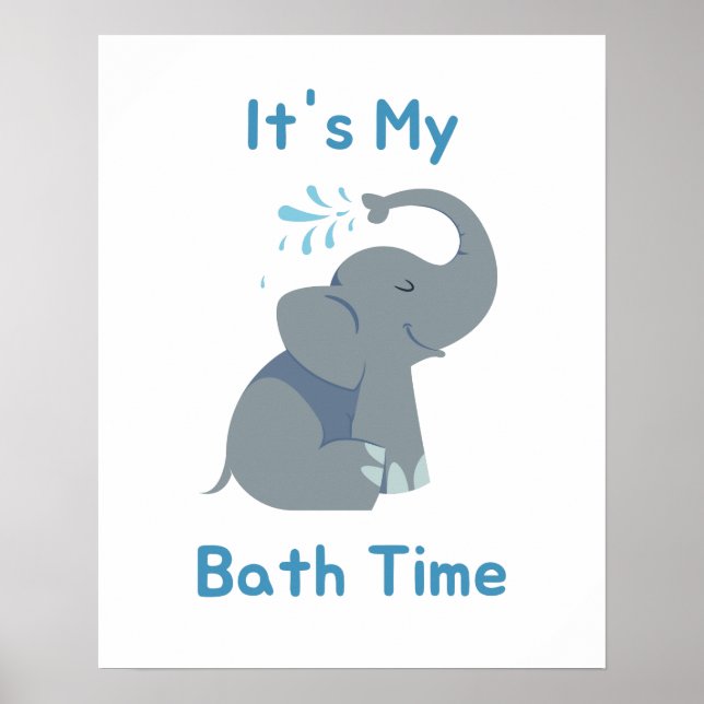 Póster Hora de baño del elefante del bebé (Frente)