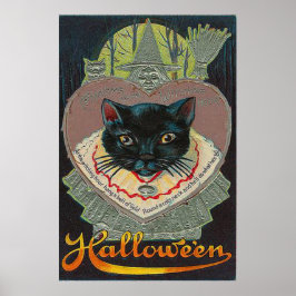 Póster Hora de bruja de gato negro Luna llena
