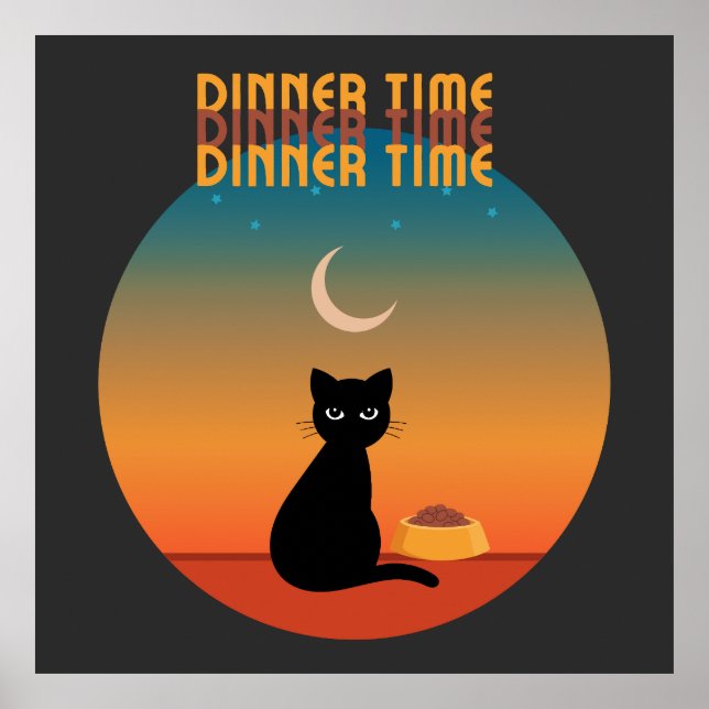 Póster Hora de cena de gato negro (Frente)