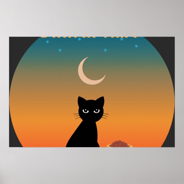 Póster Hora de cena de gato negro (Frente)