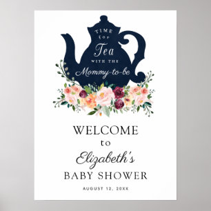 Póster Hora de firmar la bienvenida a Tea Baby Shower