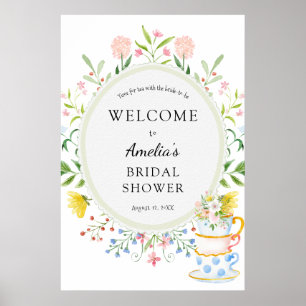 Póster Hora de tomar un Tea Bridal Shower Wildflower Bien