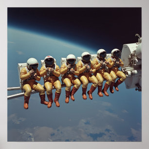 Póster Hora del almuerzo en la estación espacial