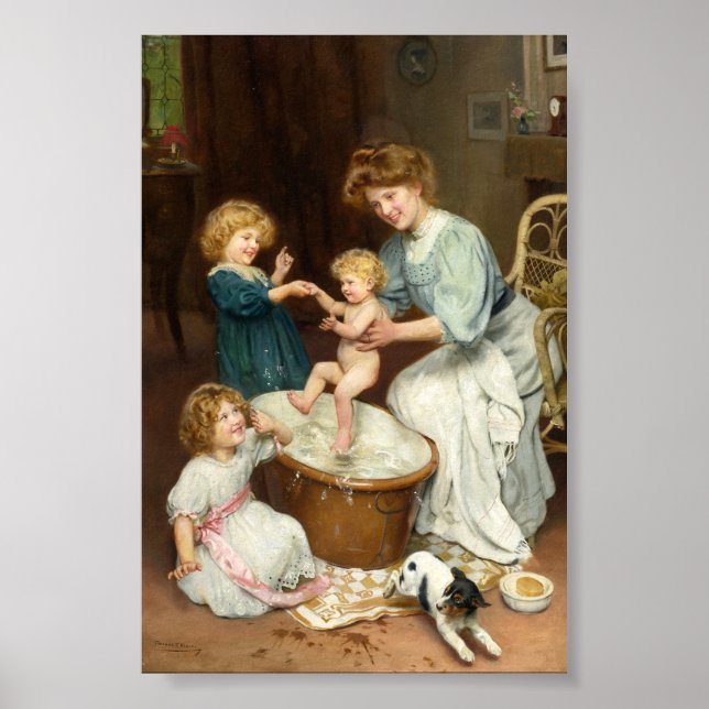 Póster Hora del baño del bebé | Arthur John Elsley (Frente)