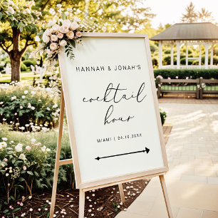 Póster Hora del Cóctel Elegante Boda de caligrafía modern