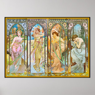 Póster Hora del día, Alphonse Mucha