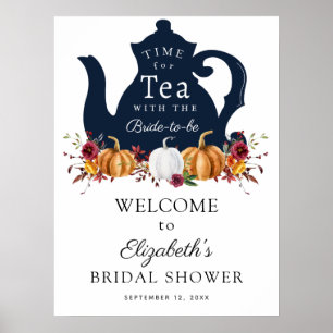 Póster Hora del Té Otoño Calabaza Despedida de Soltera Bi