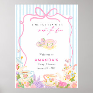 Póster Hora del té Teteras y tazas baby shower