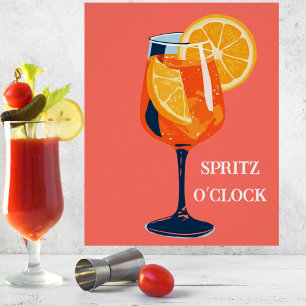 Póster Hora Feliz de Cóctel Italiano Vintage Retro Abstra