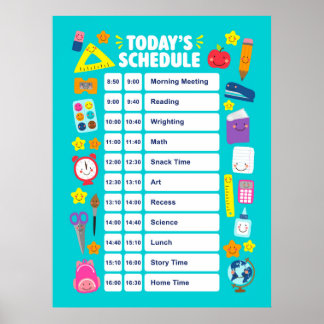 Póster Horario de Hoy Kawaii Adorable