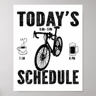 Póster Horario de hoy Mountain Biking Ciclismo Vintage B