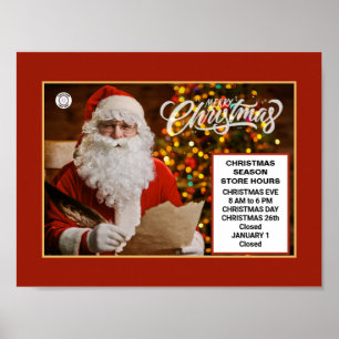 Póster Horario de la tienda de negocios de Santa en vacac