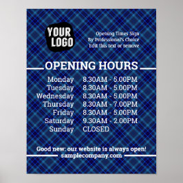 Póster Horas de apertura de negocio con logotipo y texto 