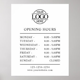 Póster Horas de apertura de negocios elegantes y simples