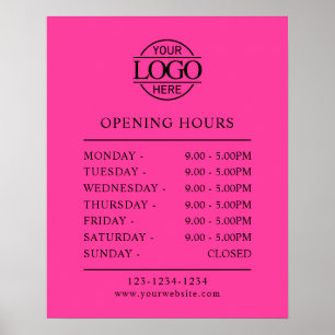 Póster Horas de apertura de negocios elegantes y simples 