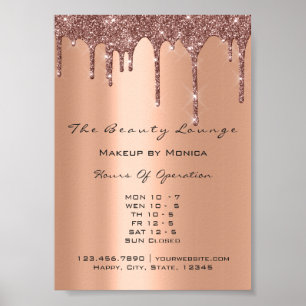 Póster Horas de apertura de pestañas de maquillaje Salón 