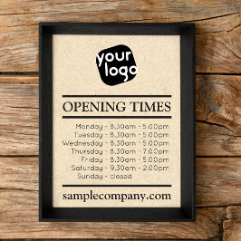 Póster Horas De Apertura Del Logotipo De personalizable Y