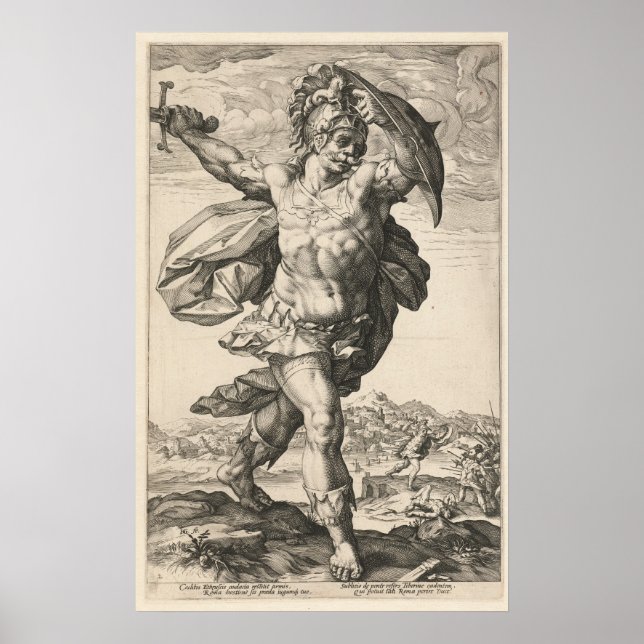 Póster Horatius Cocles, Hendrik Goltzius Los Héroes Roman (Frente)