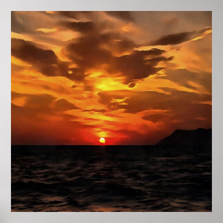 Póster Horizones quemados atardecer sobre la pintura al E