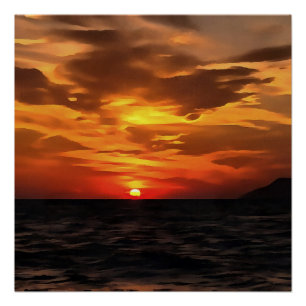 Póster Horizones quemados atardecer sobre la pintura al E
