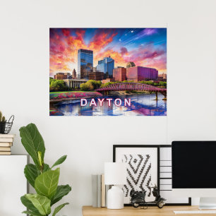 Póster Horizonte abstracto colorido de Dayton, Ohio