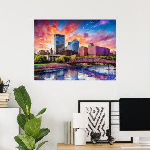 Póster Horizonte abstracto colorido de Dayton, Ohio