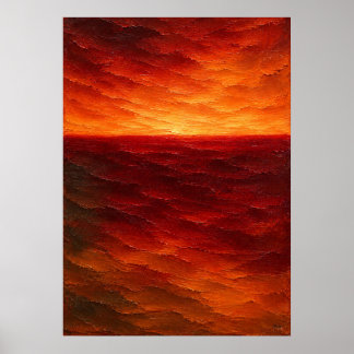 Póster Horizonte abstracto texturizado cálido en carmesí