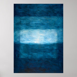 Póster Horizonte Azul Profundo Abstracto Con Atmósfera Te
