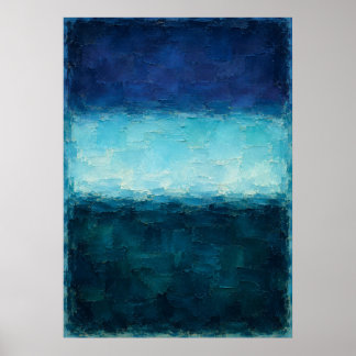 Póster Horizonte Azul Profundo Abstracto Con Luz Cian Lum